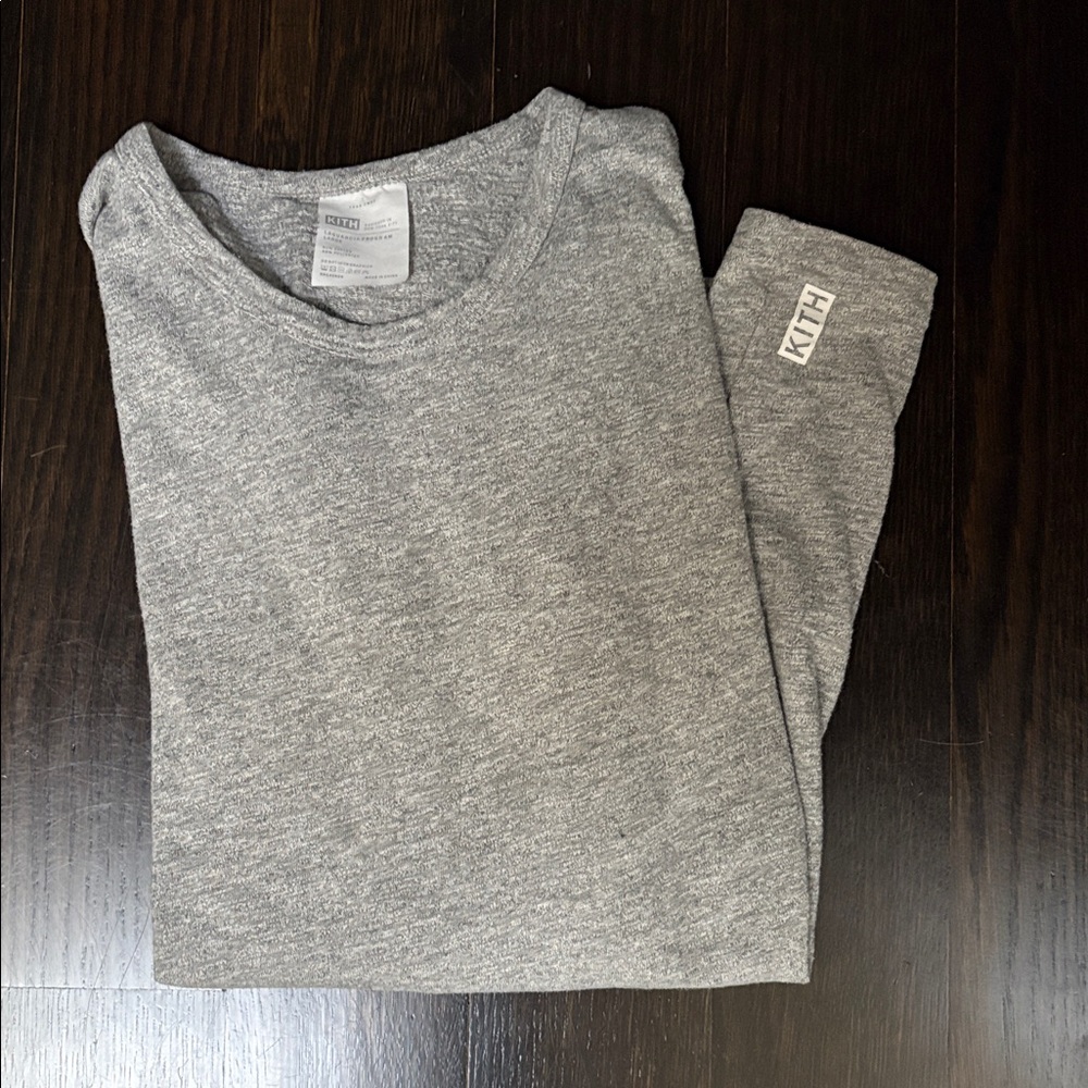 KITH Classic Logo Long Sleeve Shirt in Heather Grey